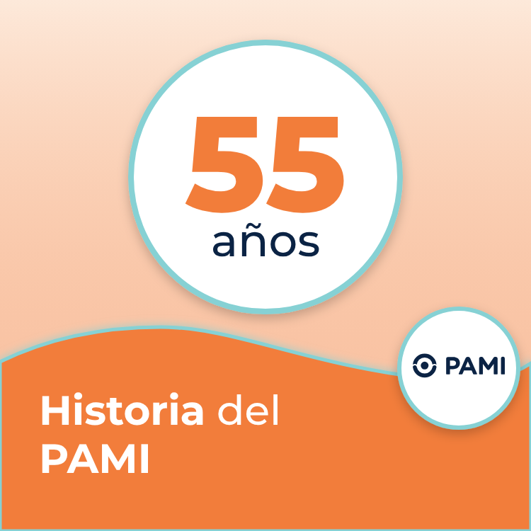 Portada: Historia del PAMI, 55 años (1971-2026), con el logo oficial del PAMI
